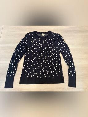 a new day navy Crewneck Sweater with White Dot Pattern
